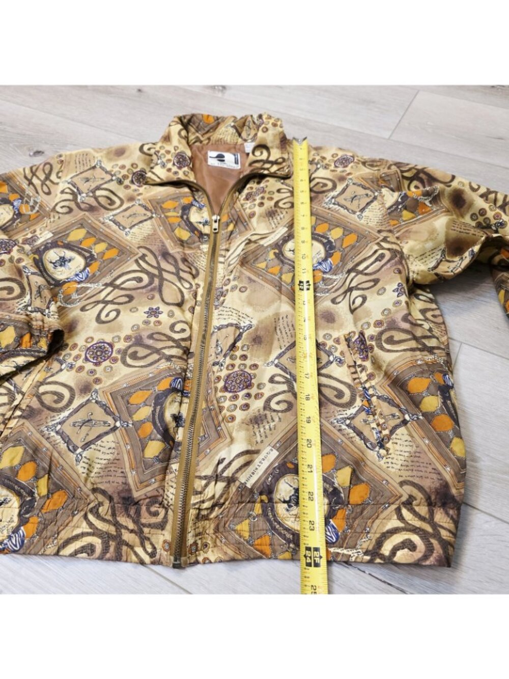 Vtg 90's Silk Equestrian All Over Horse Print Zip Up Jacket Sz M Petite - Picture 5 of 8